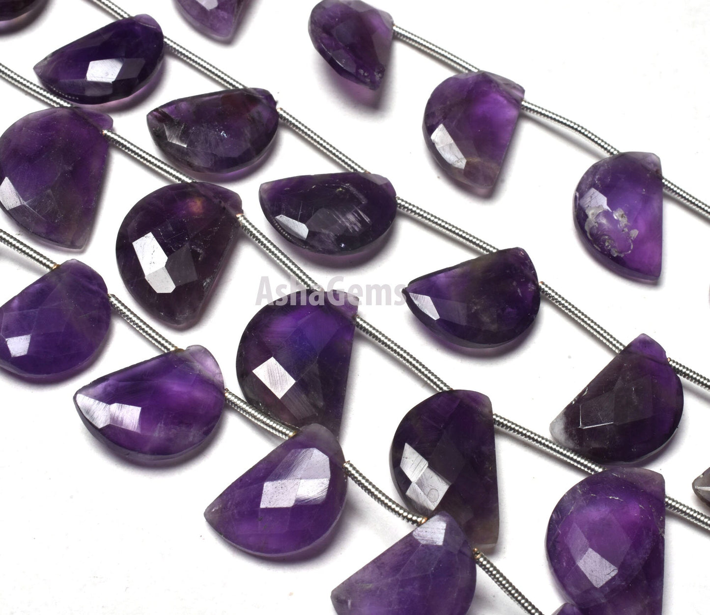 beautiful Purple Amethyst Faceted Fancy Shape Beads,8" Strand African Amethyst Fancy D Shape Bead Gemstone Amethyst Briolette Beads Jewelry