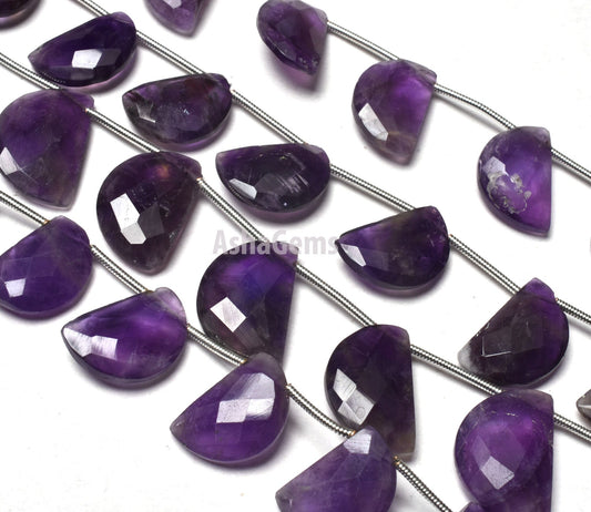 beautiful Purple Amethyst Faceted Fancy Shape Beads,8" Strand African Amethyst Fancy D Shape Bead Gemstone Amethyst Briolette Beads Jewelry