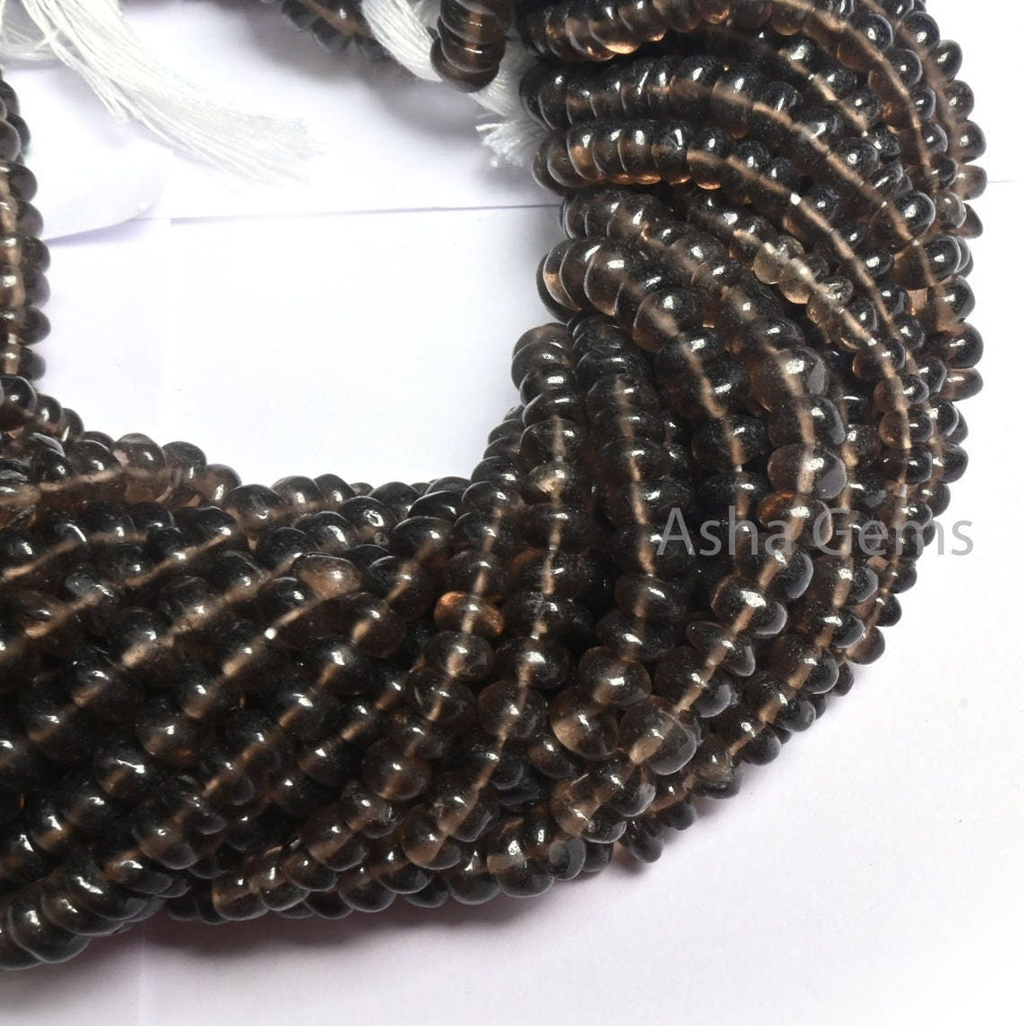 Fine Quality Smoky Quartz Smooth Rondelle Shape Beads, Natural Black smoky Plain Handmade Gemstone Bead Smoky Bead Jewelry making Craft SALE