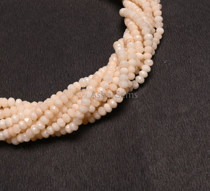 Beautiful Ivory Cream Color Jade Quartz Faceted Rondelle Gemstone Loose Beads,4.5 mm Cream Jade Quartz Machine Cut Beads, Jade Beads Jewelry