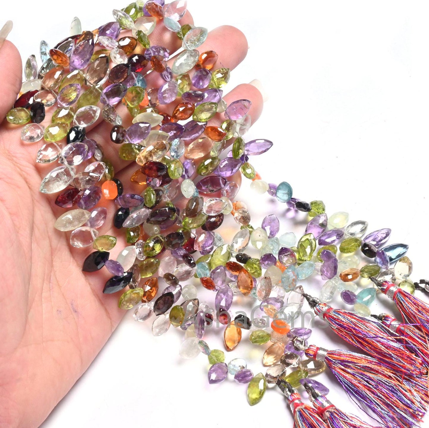 AAA Beautiful Mix Color Stone Fancy Marquise faceted Beads, Natural Multi Gemstone Disco Marquise Briolette Side Drill Bead for Jewelry SALE (AG 18645)