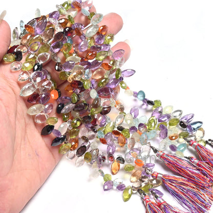 AAA Beautiful Mix Color Stone Fancy Marquise faceted Beads, Natural Multi Gemstone Disco Marquise Briolette Side Drill Bead for Jewelry SALE (AG 18645)
