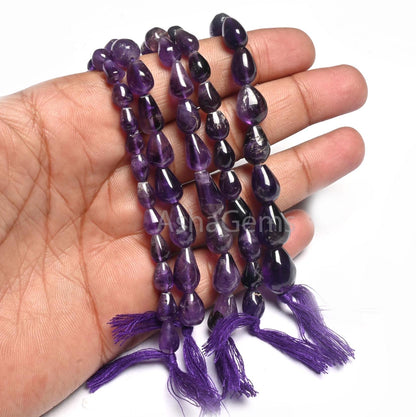 Beautiful Purple Amethyst smooth Drops Shape gemstone Beads,12" Natural African Amethyst Straight Drill Teardrop Handmade Beads Jewelry SALE