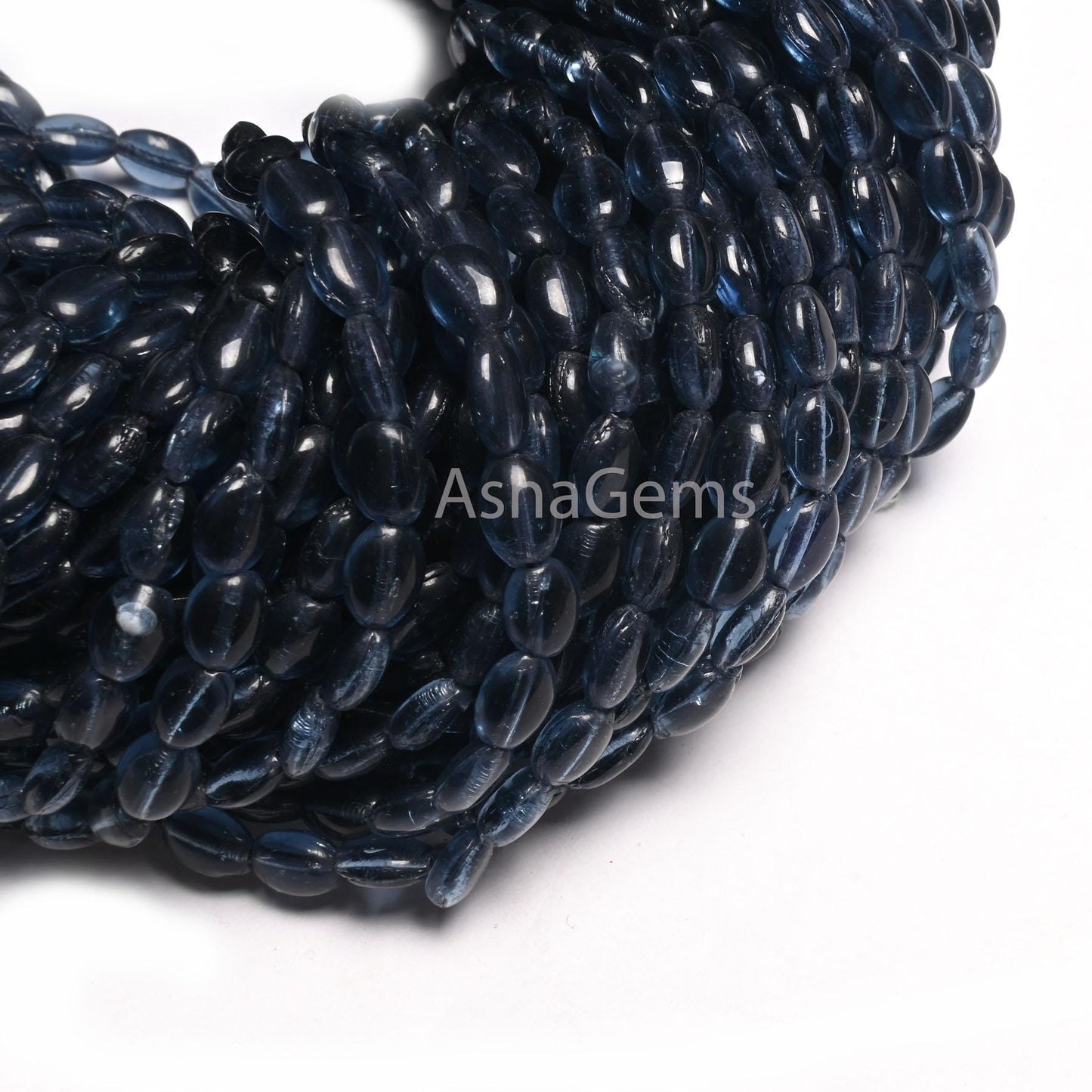 5.5-8 mm Beautiful Blue Iolite Color Hydro Smooth Oval Shape Handmade Beads, Navy Blue Hydro Plain Oval Loose Bead Jewelry Making Craft SALE