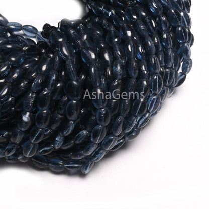 5.5-8 mm Beautiful Blue Iolite Color Hydro Smooth Oval Shape Handmade Beads, Navy Blue Hydro Plain Oval Loose Bead Jewelry Making Craft SALE