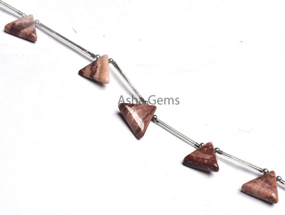 Natural Jasper Trillion Handmade Gemstone Beads, Shaded Brown Jasper Smooth Triangle Side Drill Beads,5Piece Strand Jasper Bead Jewelry SALE