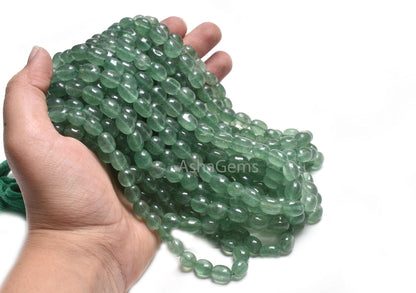 Beautiful Strawberry Quartz Smooth Puff Oval Beads, Natural Green Strawberry Plain Handmade Uneven Oval Gemstone Bead, Fine Strawberry Beads