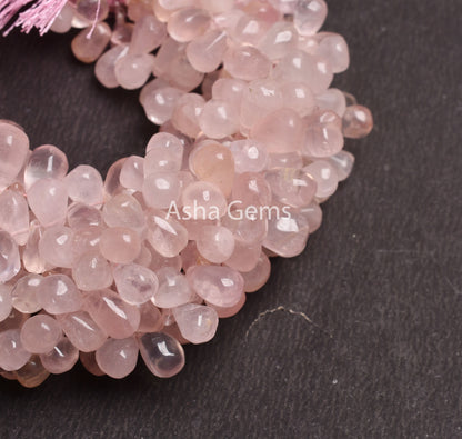 Beautiful Rose Quartz Smooth Drops Shape Beads Natural Pink Quartz Plain Teardrop Bead Handmade Gemstone Rose Quartz Bead Jewelry Craft SALE