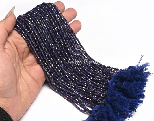 Beautiful Indigo Blue Zircon Micro Cut Faceted Gemstone Beads 2.5 mm AAA Blue Cubic Zircon faceted Rondelle Beads Jewelry Making Craft SALE