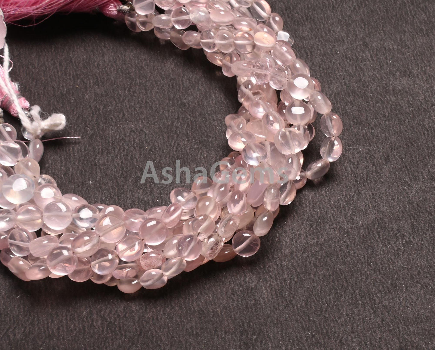 Fine Pink Rose Quartz Smooth Coin Shape handmade Beads,8" Natural Rose Quartz Straight Drill Coin Gemstone Loose Beads Jewelry Making Crafts