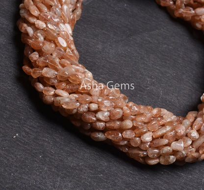 13"Strand Beautiful Shaded Red Sunstone Smooth Nugget Beads,4-8mm Natural Sunstone Plain Handmade Uneven Tiny Nugget Bead Jewelry Handicraft