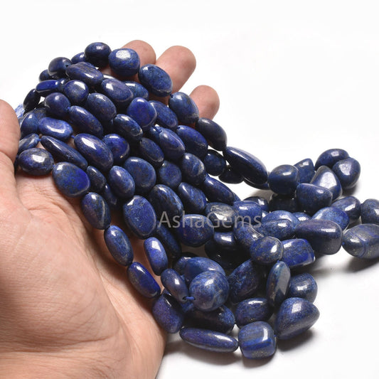 Natural Lapis Lazuli Smooth Nugget Shape Beads,9/18" Blue Lapis Tumble Beads handmade, Lapis Loose Gemstone Bead Jewelry Making Craft SALE