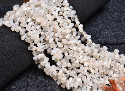 Natural White Moonstone Smooth Uneven Drops Shape Gemstone Beads, Milky White Moonstone Side Drill Drops Handmade Bead, Moonstone Teardrops