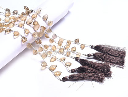 Beautiful Beer Quartz Fancy Leaves Shape Carving handmade Beads, AAA natural Bear Quartz Carve Pear Briolette Gemstone Teardrop Bead Jewelry