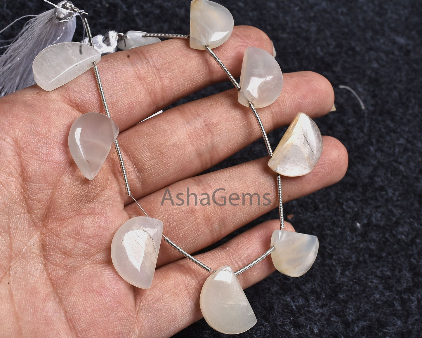 Natural White Moonstone Fancy Shape Beads,12-18.5 mm Moonstone Smooth D Shape Beads, White Moonstone plain half Moon Gemstone Beads Jewelry