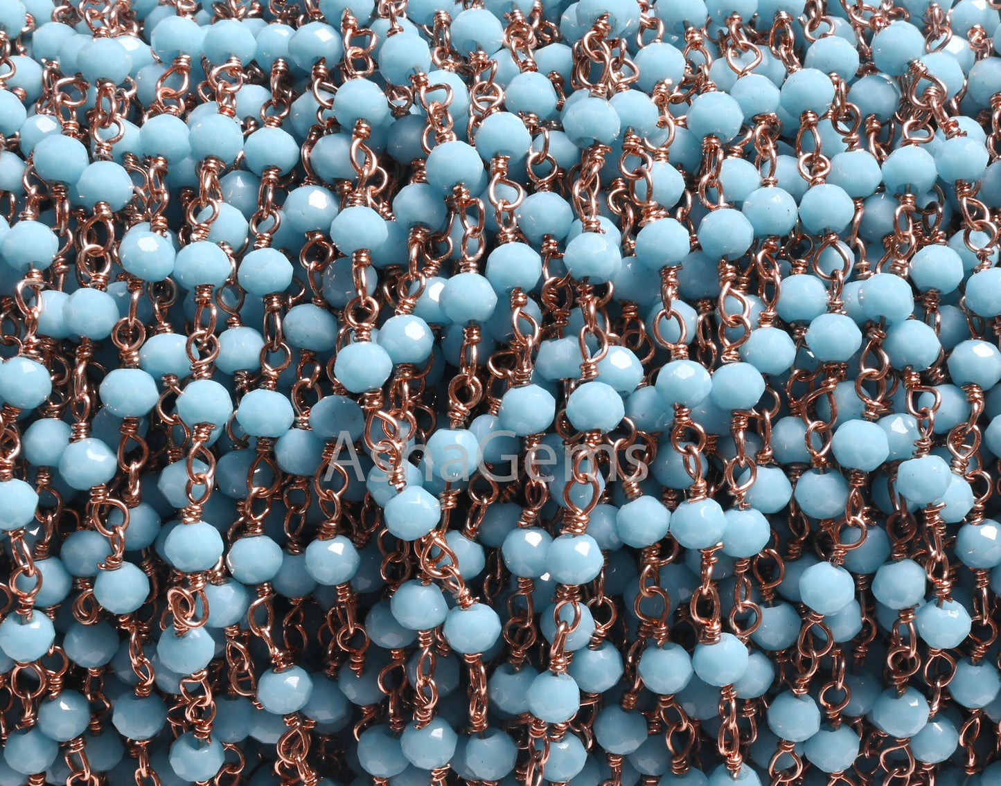 1,3,10,50 Foot Blue Turquoise Hydro Rondelle Faceted Beads Rosary Chain Rose Gold Plated Wire Wrap Chain Jewelry Making Beaded Rosary Chains