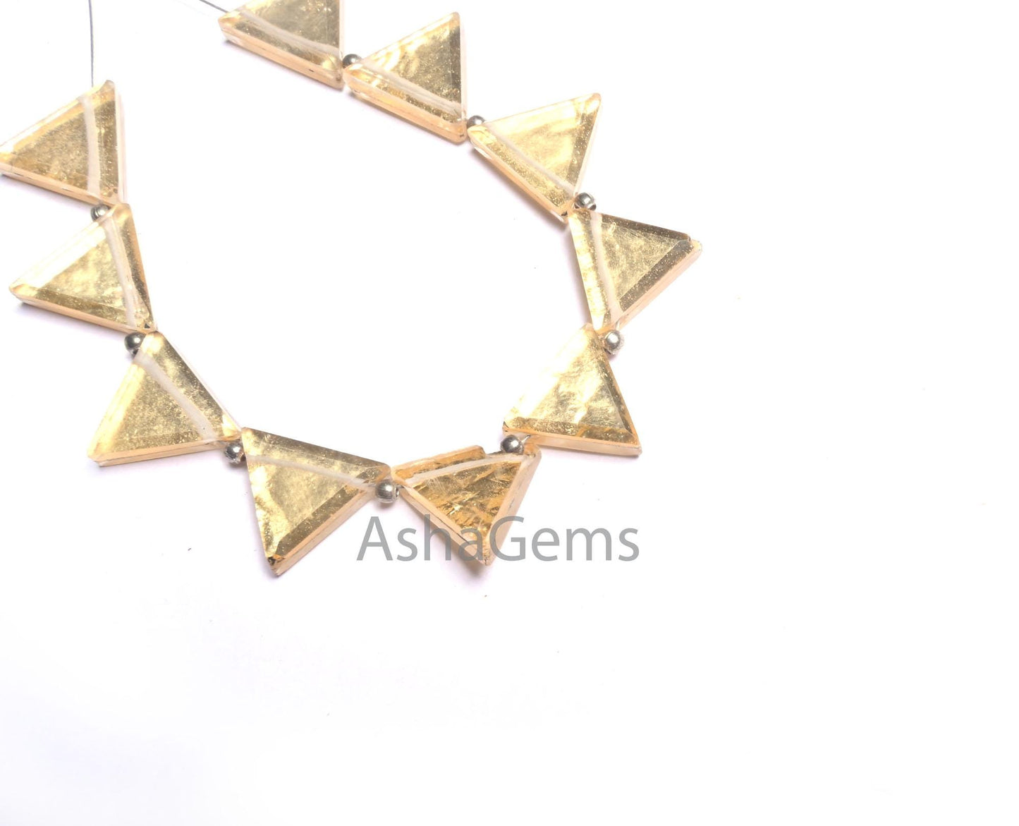 AAA Quality Crystal Gold Foil Doublet Triangle Shape smooth Beads, Quartz Doublet Fancy Trillion Handmade Gemstone Side Drill Beads Jewelry (AG 18702)