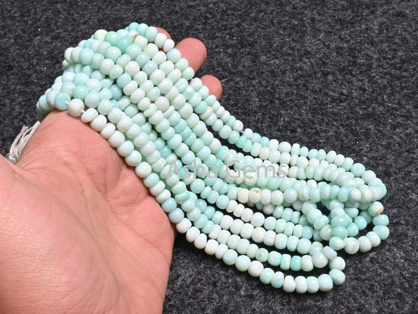 Shaded Sky Blue Peru Opal Smooth Rondelle Shape Beads, Beautiful Blue Opal Plain Handmade Gemstone Opal Bead For Necklace jewelry Craft SALE