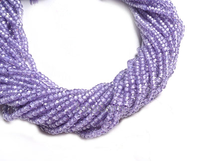 AAA Quality Purple Blue Zircon Micro Cut Roundelle Shape Beads,3.2 mm Light Purple Cubic Zircon faceted Machine Cut Beads Jewelry Craft SALE