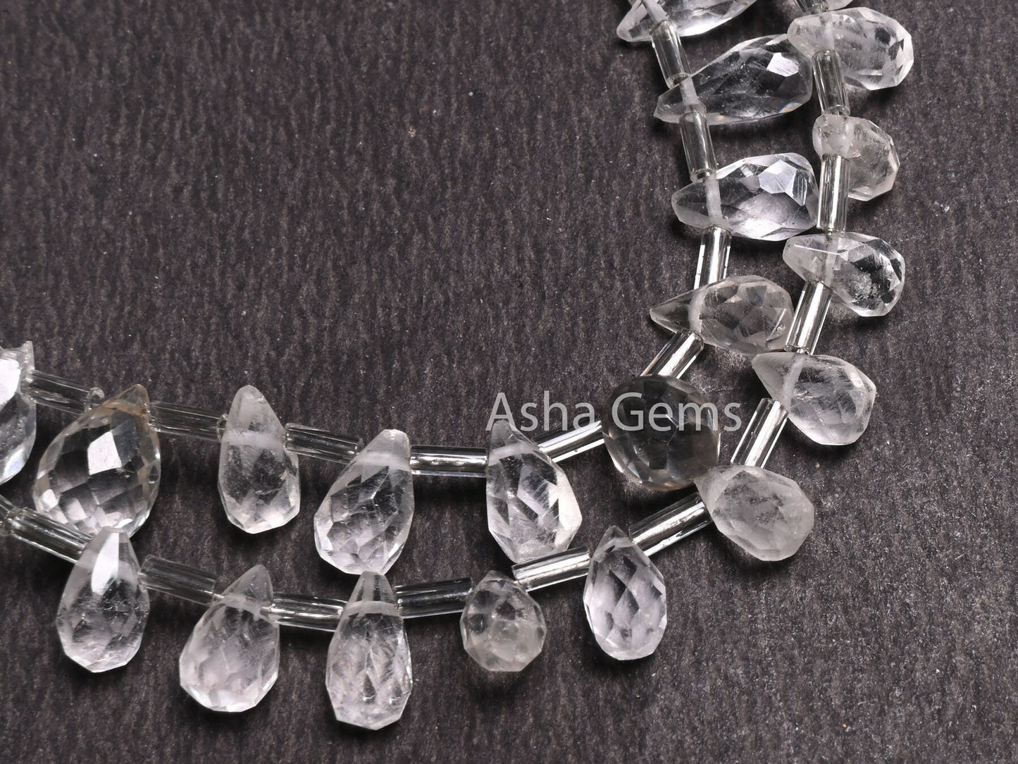 Crystal Quartz Indian Hand Cut Faceted Drop Shape Side Drill Beads, Natural White Crystal Teardrop Handmade Bead, Crystal Beads Jewelry SALE