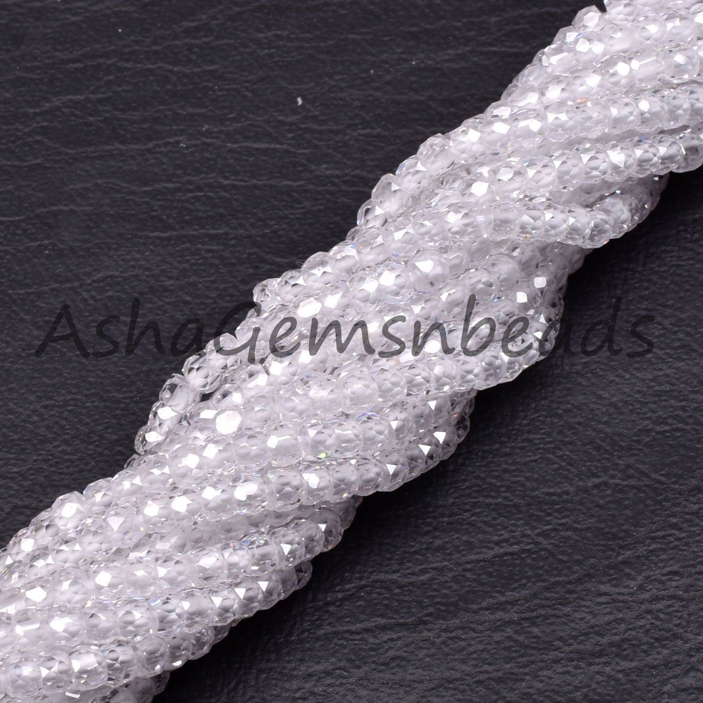 Beautiful Crystal Quartz Color Zircon Micro Cut Beads,15" Strand White Zircon Faceted Roundelle Beads,3mm AAA Clear Cubic Zircon Beads SALE