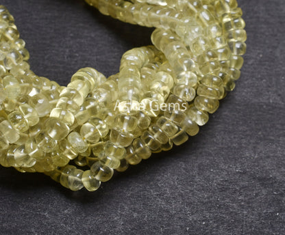 Fine Lemon Quartz Smooth Rondelle Shape Gemstone Beads,18"Strand Natural Lemon Plain Handmade Gemstone Beads Natural Lemon Bead Jewelry SALE