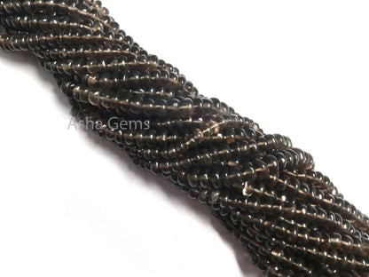 Fine Quality Smoky Quartz Smooth Rondelle Shape Beads, Natural Black smoky Plain Handmade Gemstone Bead Smoky Bead Jewelry making Craft SALE