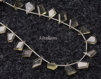 Beautiful Lemon Quartz fancy Flat Slice Shape faceted Beads, Fine Natural Lemon Uneven Shape Nugget Side Drill Gemstone Beads Jewelry Crafts