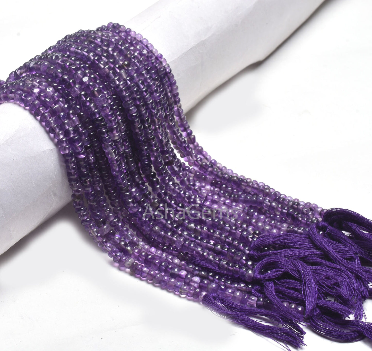 Fine African Amethyst Smooth Rondelle Shape Beads,12.5" Amethyst Plain Handmade Gemstone Loose Beads, Fine Purple Amethyst Bead Jewelry SALE