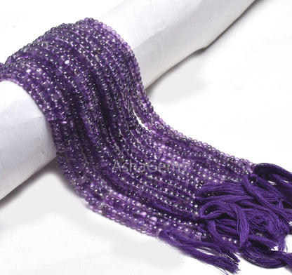 Fine African Amethyst Smooth Rondelle Shape Beads,12.5" Amethyst Plain Handmade Gemstone Loose Beads, Fine Purple Amethyst Bead Jewelry SALE