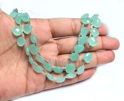 AAA Sea Green Hydro Quartz faceted Heart Shape Beads,8" Light Sea Green Hydro Checker Cut Heart Briolette Side Drill Bead Jewelry Craft SALE (AG 18596)