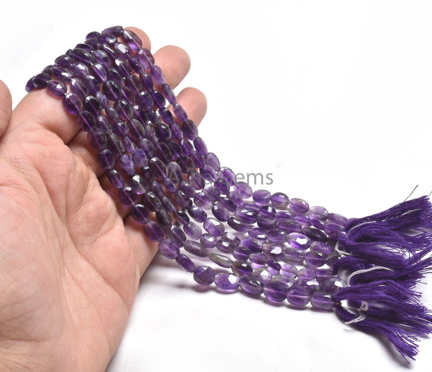 Natural Purple Amethyst faceted Indian Hand Cut Oval Shape Beads,12.5" Strand Amethyst Oval Shape Briolette Gemstone Bead Jewelry Craft SALE