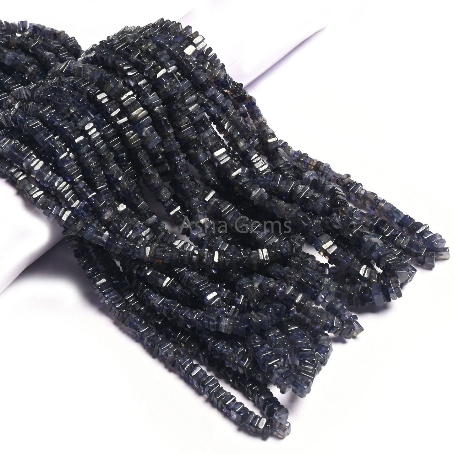 Natural Blue Iolite Smooth Flat Square Shape Gemstone Loose Beads,8/16"Strand Iolite Heishi Square Handmade Beads Jewelry Making Crafts SALE