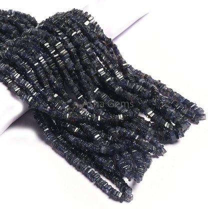 Natural Blue Iolite Smooth Flat Square Shape Gemstone Loose Beads,8/16"Strand Iolite Heishi Square Handmade Beads Jewelry Making Crafts SALE