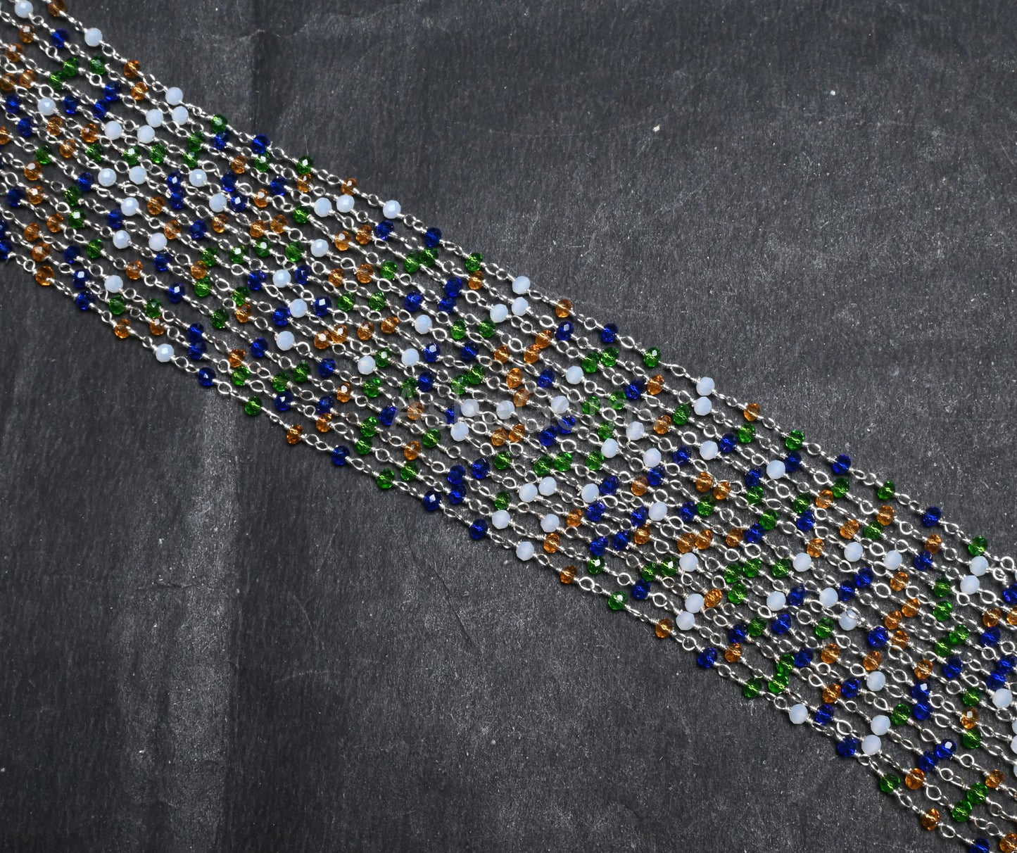 Beautiful Multi disco Hydro Faceted Rondelle Beads Rosary Chain Silver Plated Wire Wrap Bulk Roll Chain Jewelry Making Craft,3-3.5 mm SALE