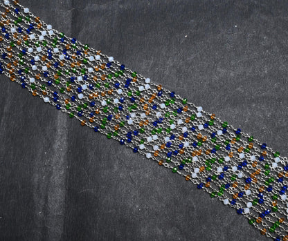 Beautiful Multi disco Hydro Faceted Rondelle Beads Rosary Chain Silver Plated Wire Wrap Bulk Roll Chain Jewelry Making Craft,3-3.5 mm SALE
