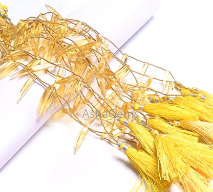 Beautiful Lemon Hydro Fancy dagger Shape faceted Beads, AAA Yellow Lemon Hydro Quartz lady Finger Shape Side Drill  Beads Jewelry Craft SALE (AG 18641)