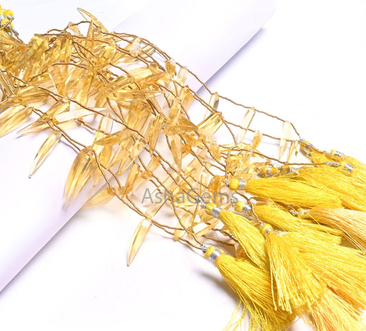 Beautiful Lemon Hydro Fancy dagger Shape faceted Beads, AAA Yellow Lemon Hydro Quartz lady Finger Shape Side Drill  Beads Jewelry Craft SALE (AG 18641)