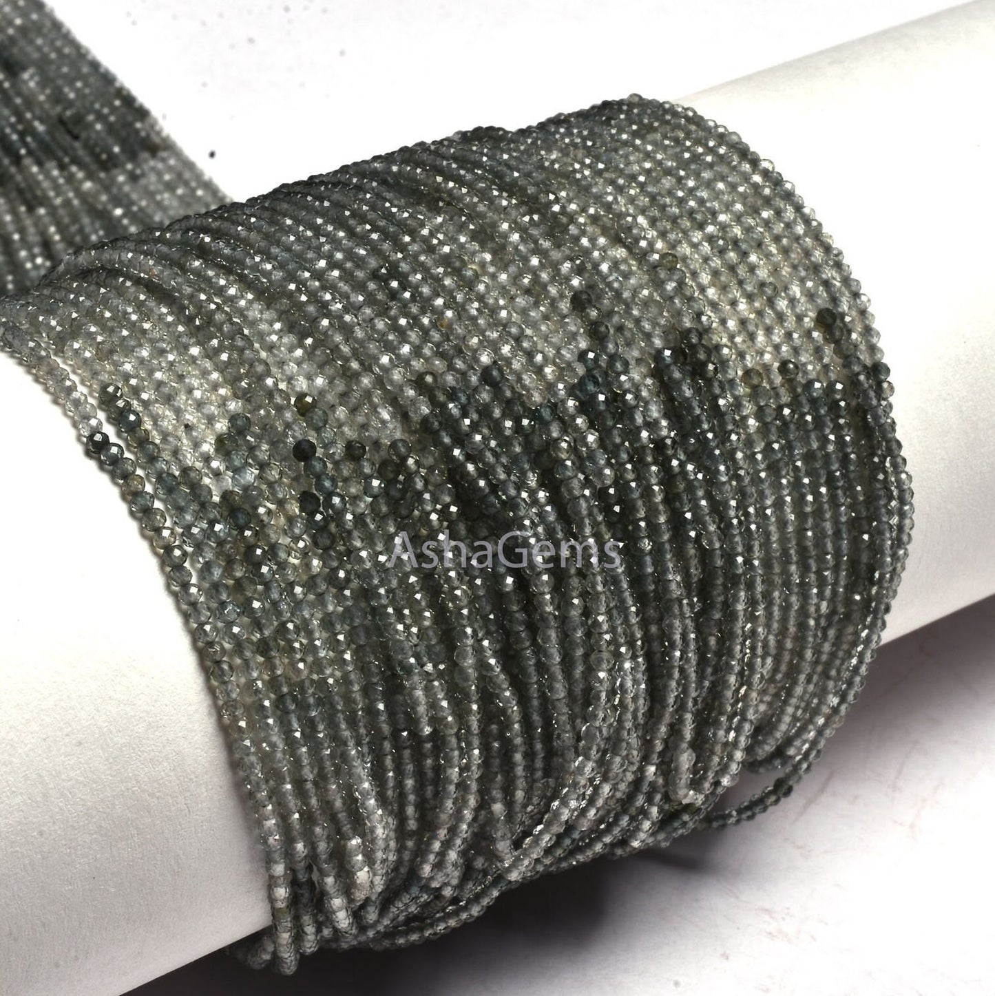 beautiful Shaded Green sapphire Faceted Rondelle Gemstone Beads, Rare Green sapphire Micro Faceted Bead Precious Sapphire Beads For Necklace