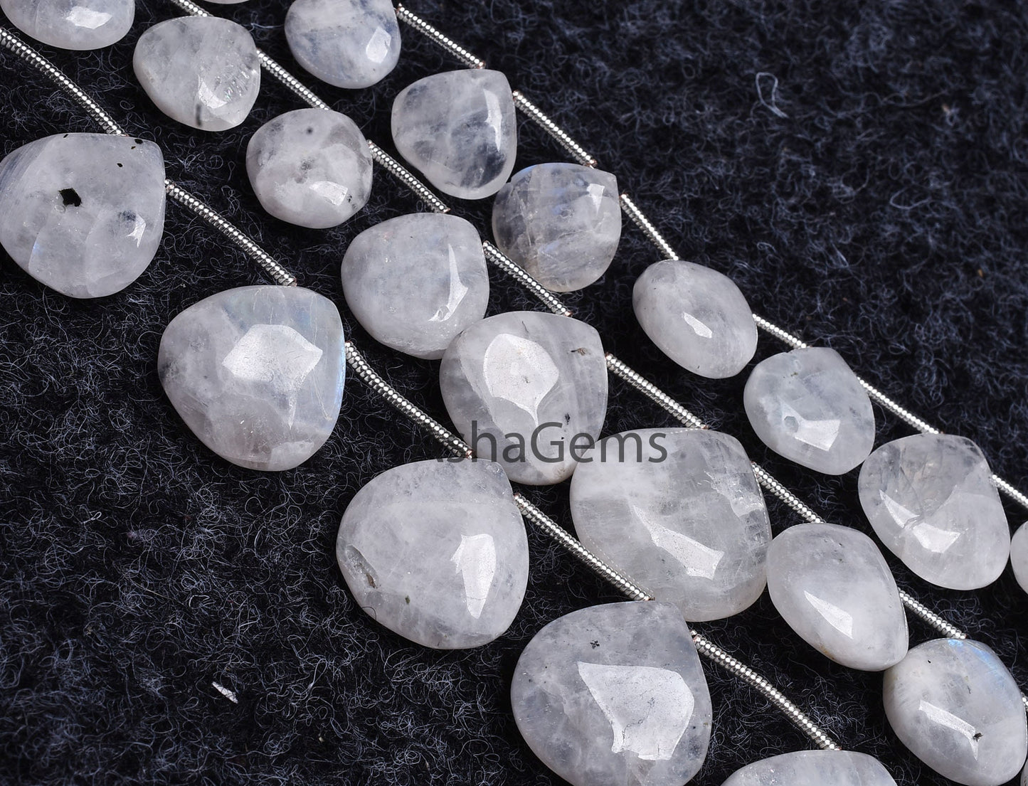 7.5 Inch Strand natural Rainbow Moonstone Smooth Heart Shape beads, White Rainbow Plain Heart Gemstone beads, Rainbow Moonstone Jewelry Sale