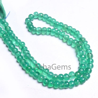 Natural Green Onyx Smooth Rondelle Shape Handmade Beads,12.5" Fine Green Onyx Beads, Onyx Rondelle Gemstone Loose Beads Jewelry making Craft