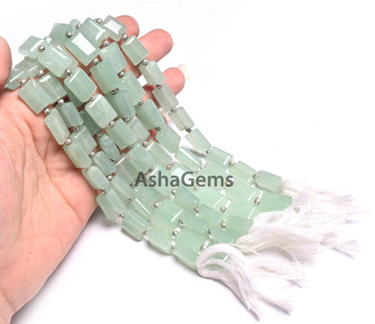 Fine Aventurine Fancy Chiclet Shape Gemstone Beads,9" natural Green Aventurine Rectangle Handmade Straight Drill Margaj Beads Jewelry making