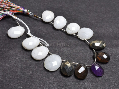Beautiful Multi Color Stone Fancy Egg Shape Faceted Beads,10x15-15x20mm Mix Gemstone Fancy Egg Oval Side Drill Briolette Bead Jewelry Making