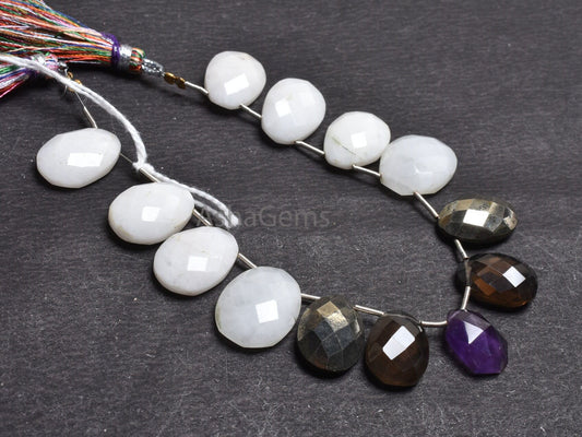 Beautiful Multi Color Stone Fancy Egg Shape Faceted Beads,10x15-15x20mm Mix Gemstone Fancy Egg Oval Side Drill Briolette Bead Jewelry Making