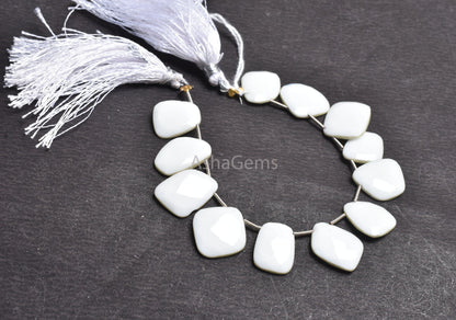 Beautiful White Agate Fancy Slice Shape Side Drill Beads,6" Strand Natural Agate Uneven Flat Slice Gemstone Beads For Jewelry Making Crafts