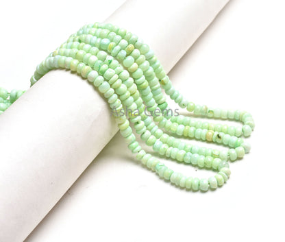 Beautiful Parrot Green Opal Smooth Rondelle Uneven Shape Handmade Gemstone Beads, Fine Pistachio Green Shaded Opal Beads Jewelry Craft SALE