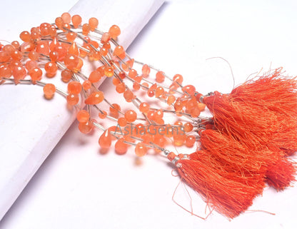 Beautiful Orange Carnelian Faceted Drop Shape Beads, Natural Carnelian Side Drill Gemstone Teardrop Fine carnelian Beads Jewelry Crafts SALE (AG 18599)