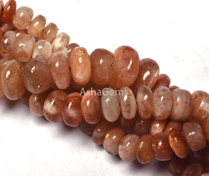 shaded Red sunstone Smooth Rondelle shape beads,8" strand sunstone Beads, Orange sunstone Plain Handmade Gemstone beads Jewelry Making SALE