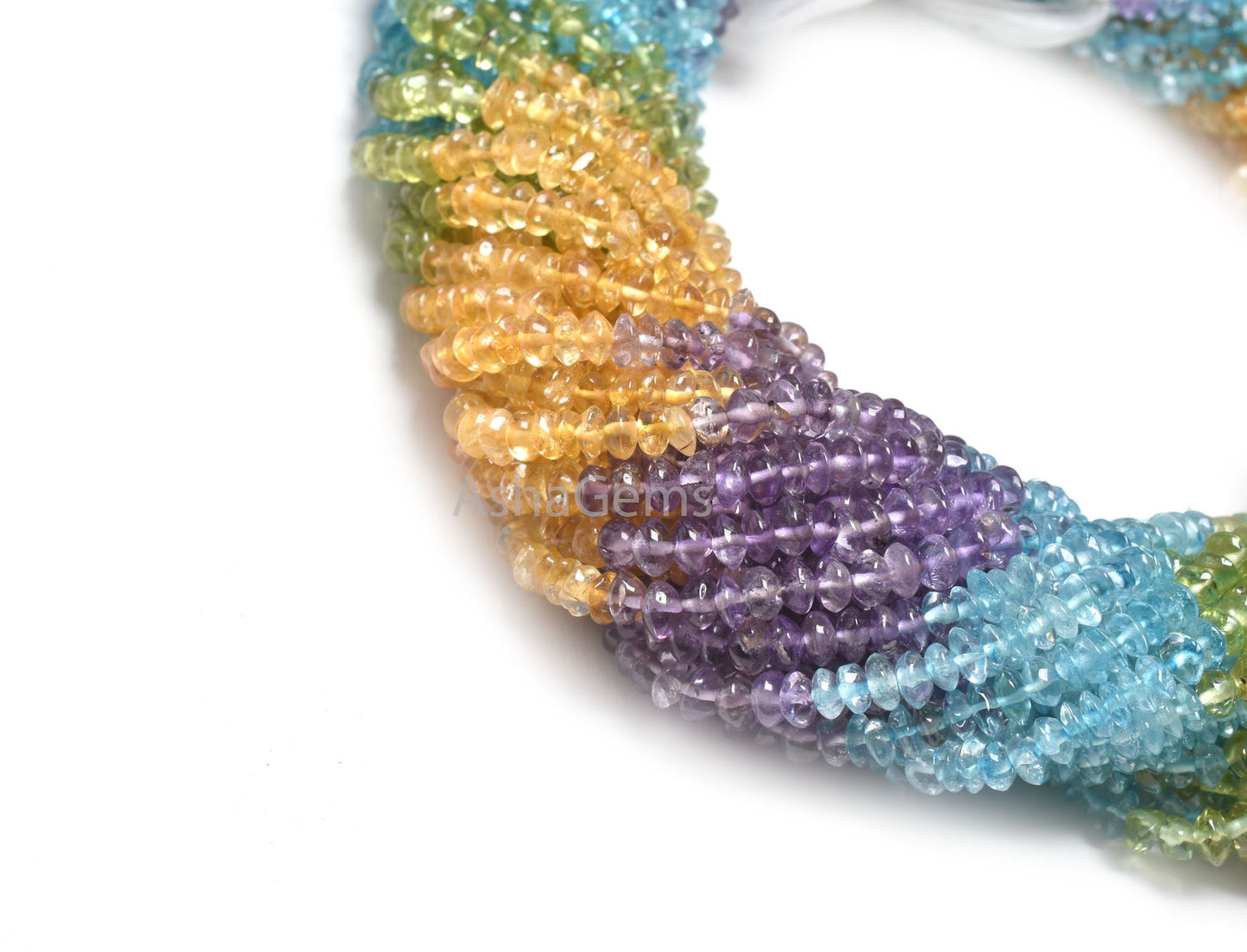 4mm Multi Color Gemstone Smooth Button shape beads,12" AAA Shaded Mix Semi Precious Crystal Peridot Citrine handmade button Disco Bead Craft
