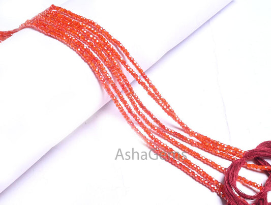 13.5" Strand AAA Quality Orange Zircon Micro Cut Tiny faceted beads,2.5 mm Dark Orange Cubic Zircon Machine Cut Rondelle Beads Jewelry Craft